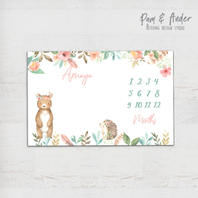 Woodland Girl Milestone blanket Hover Image