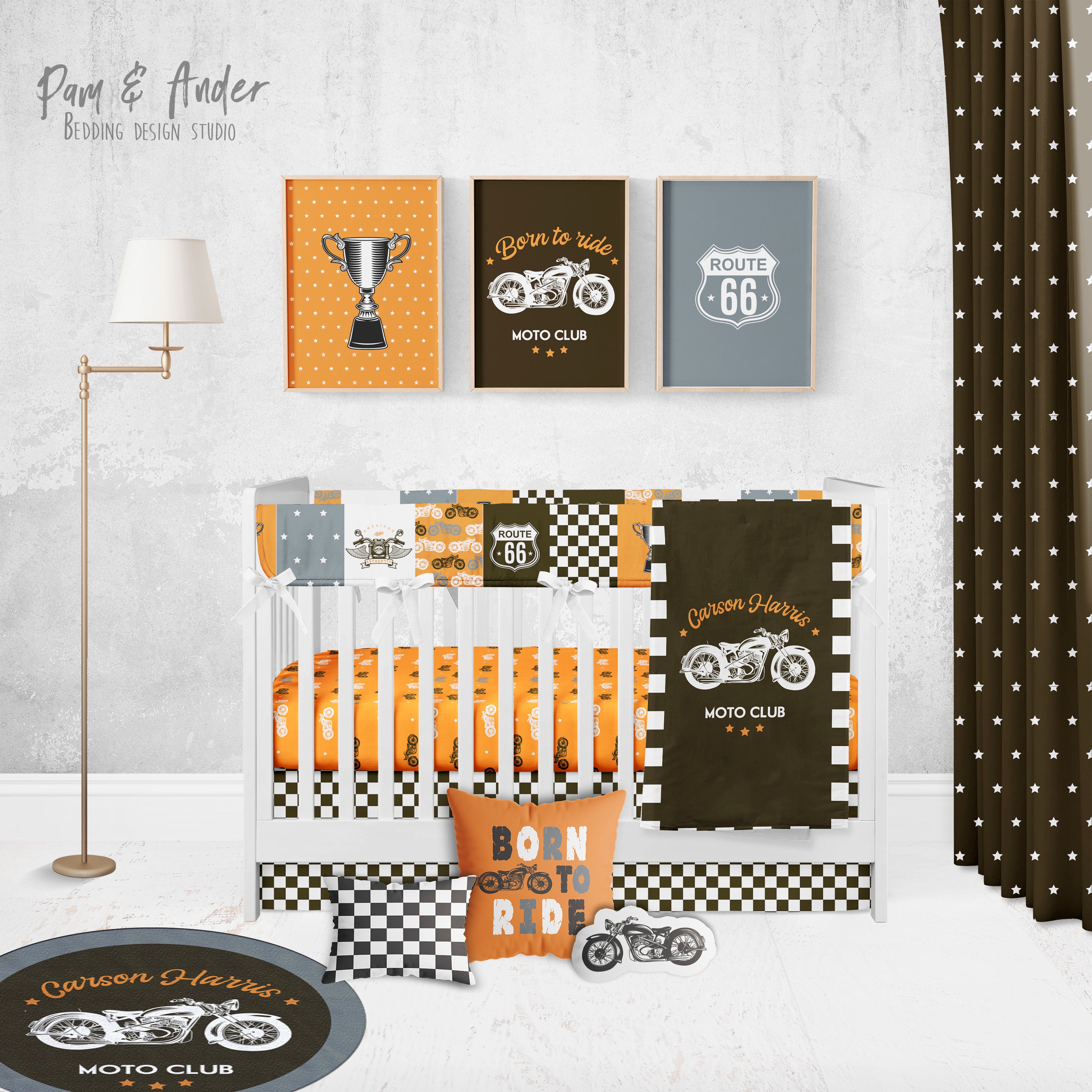 Motorcycle Crib Bedding Set