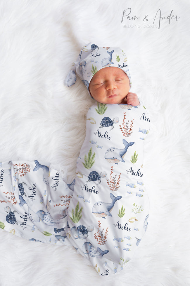 Ocean Baby Boy Swaddle Set Hover Image