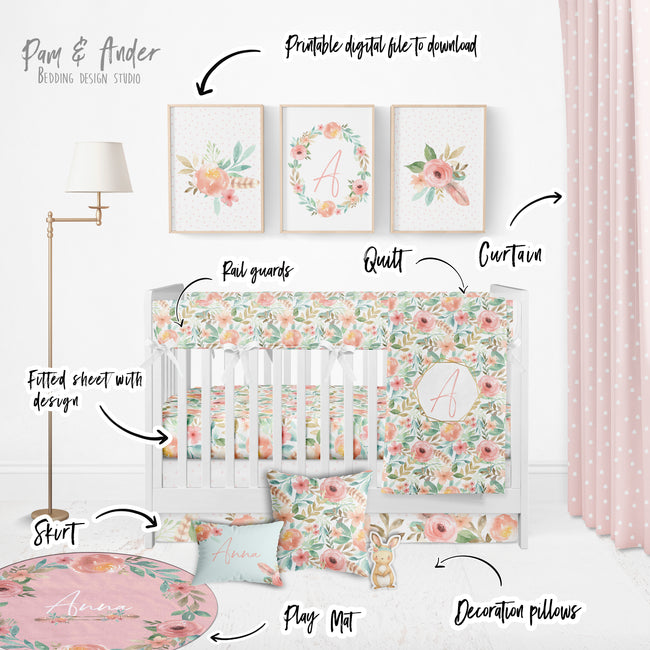 Floral crib bedding Build your Bundle Main Image