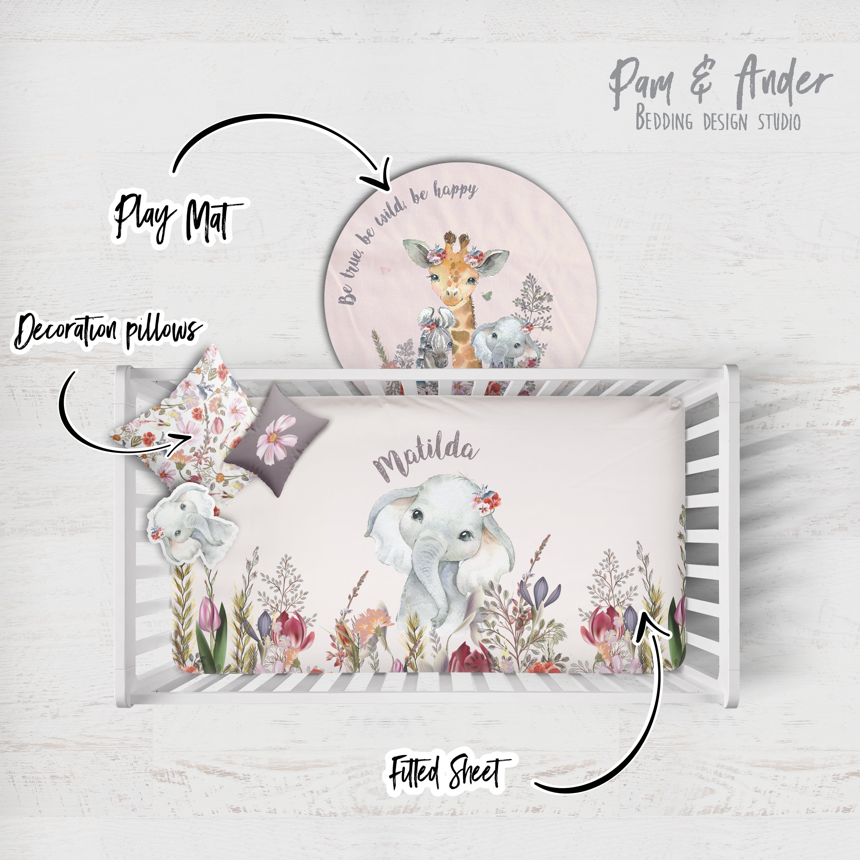 Elephant baby Crib Bedding Set