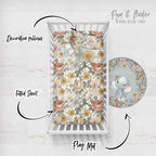 Elephant and vintage Flowers Crib Bedding Set