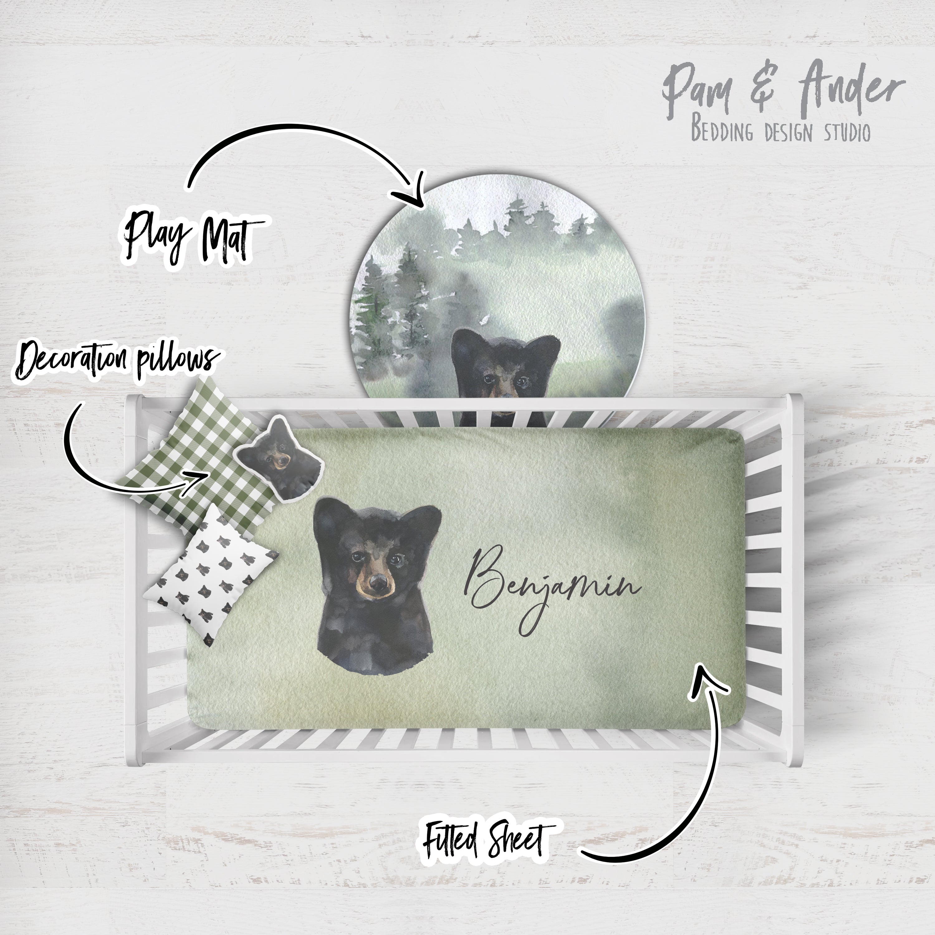 Woodland Bear Crib Build your Bundle