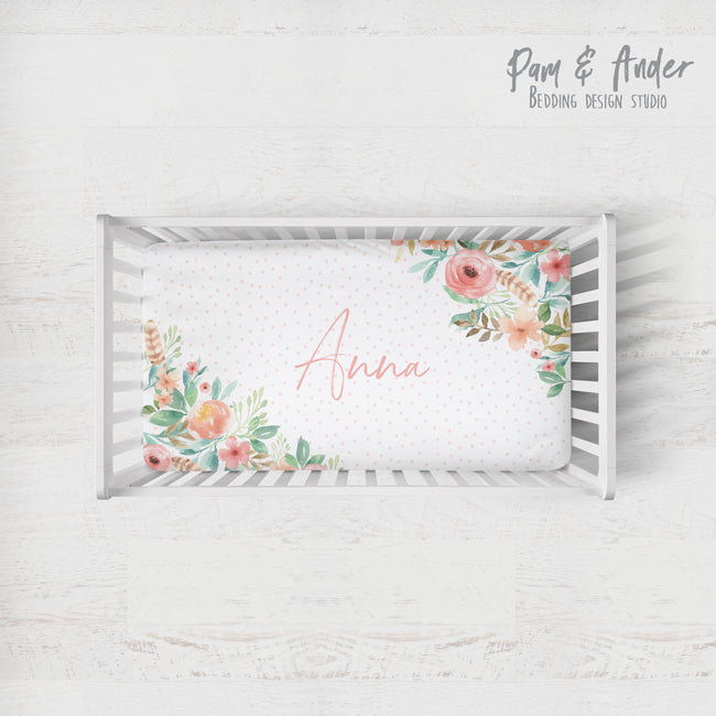 Flower pink fitted sheet Hover Image