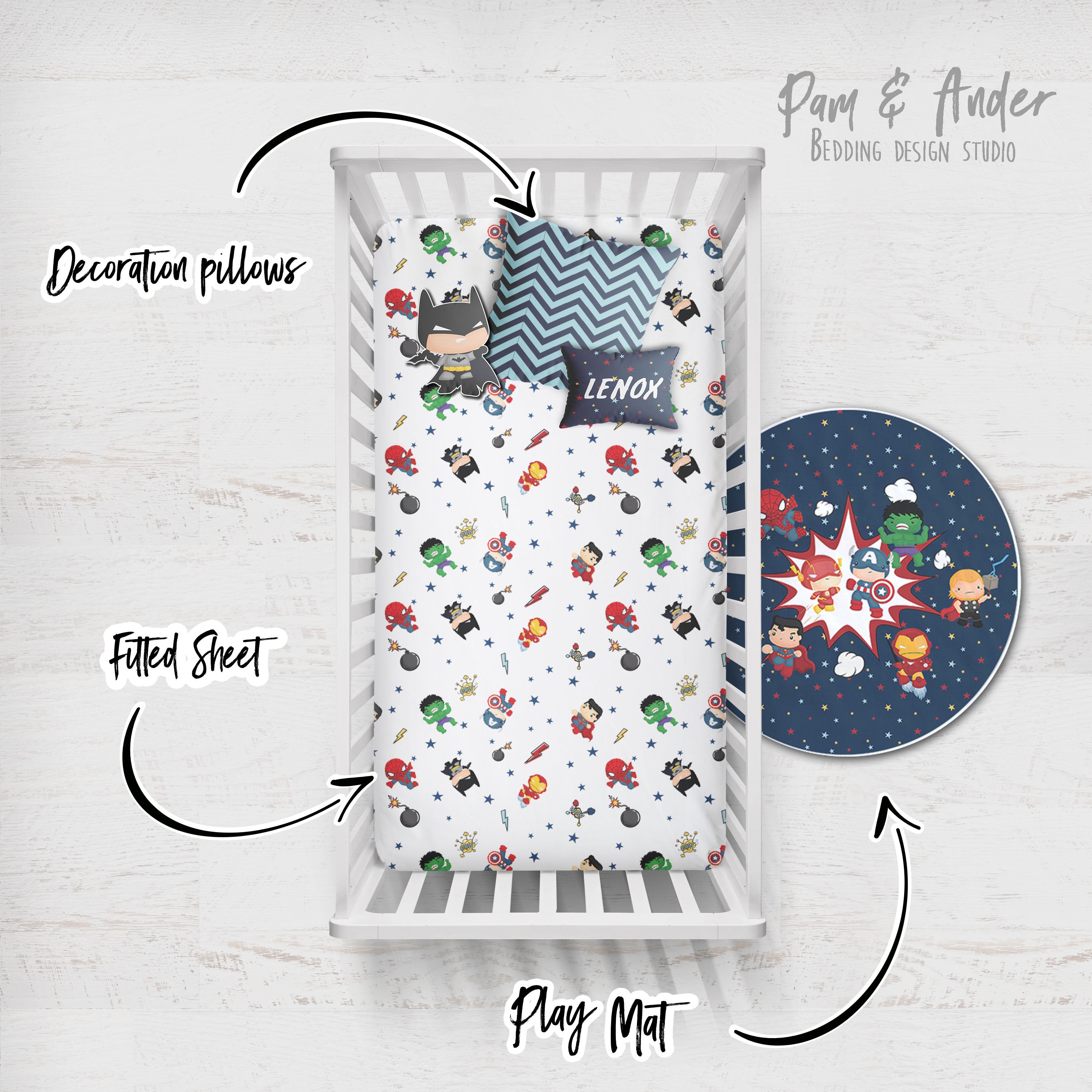 Superheroes Crib Build your Bundle