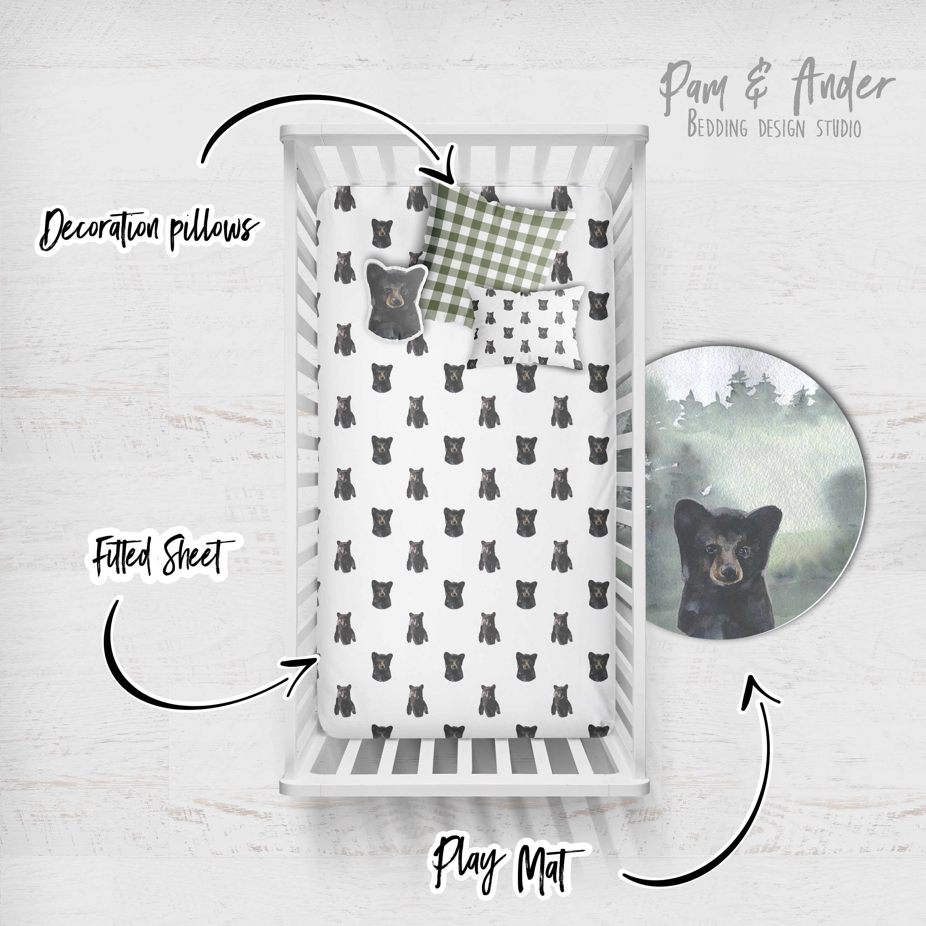 Woodland Bear Crib Build your Bundle