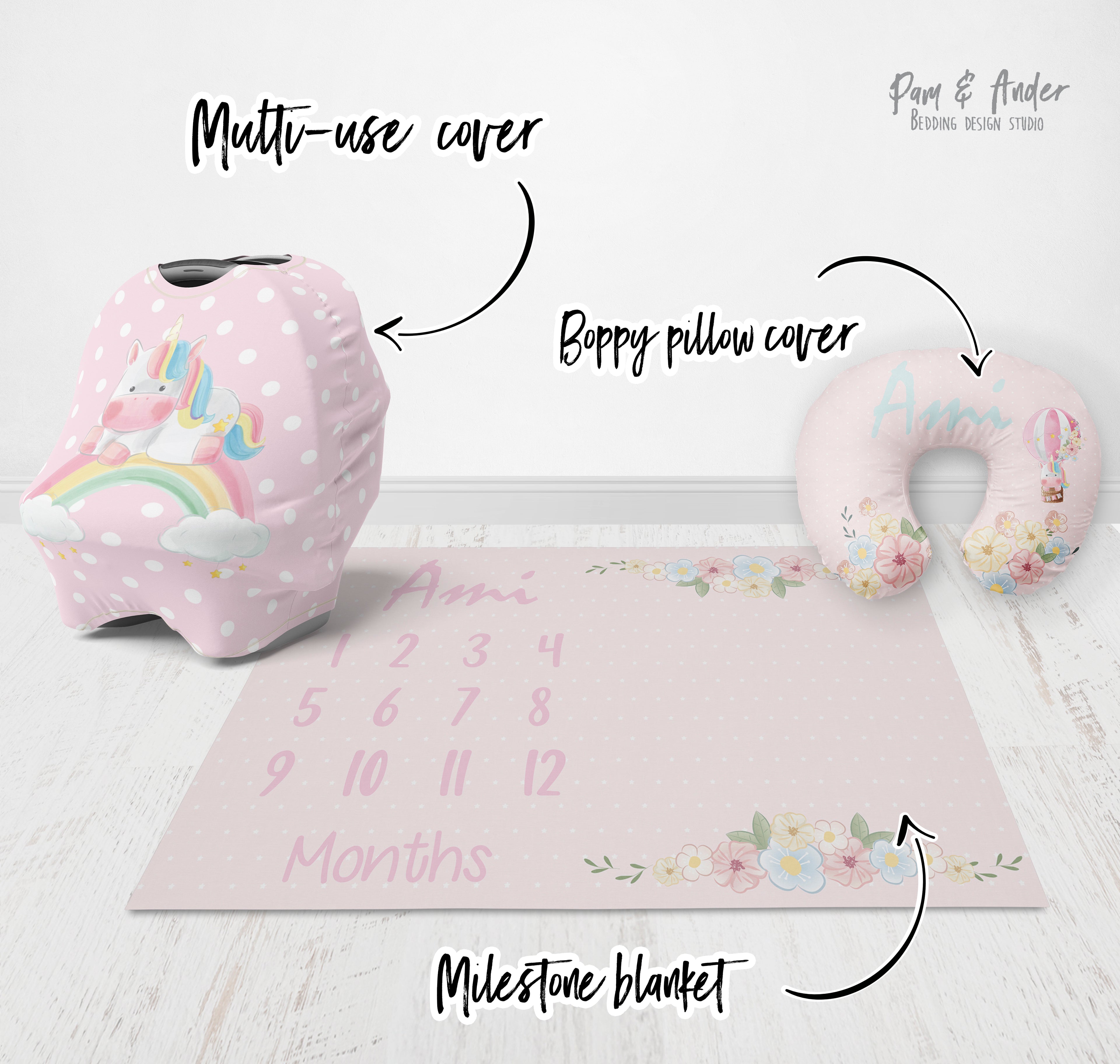 Unicorn pink accessories set
