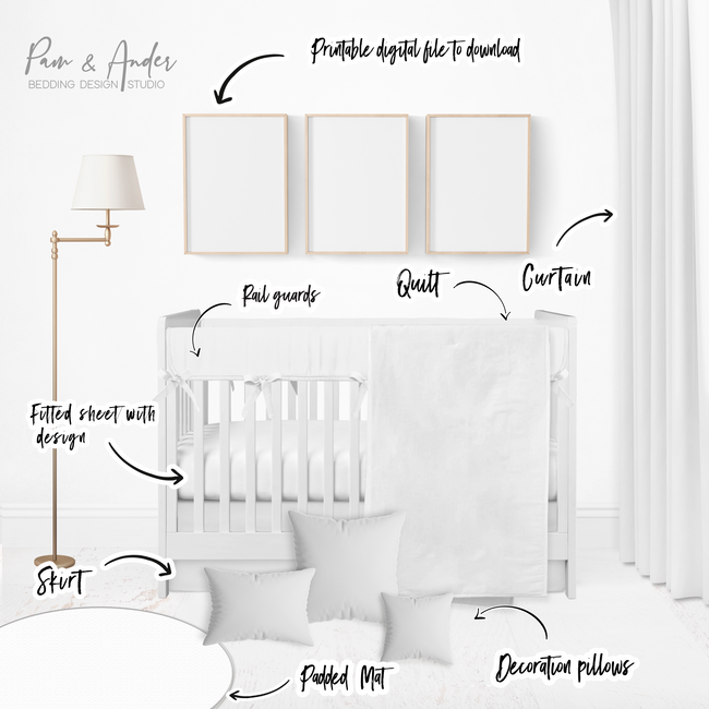 100% Customized crib bedding set Hover Image