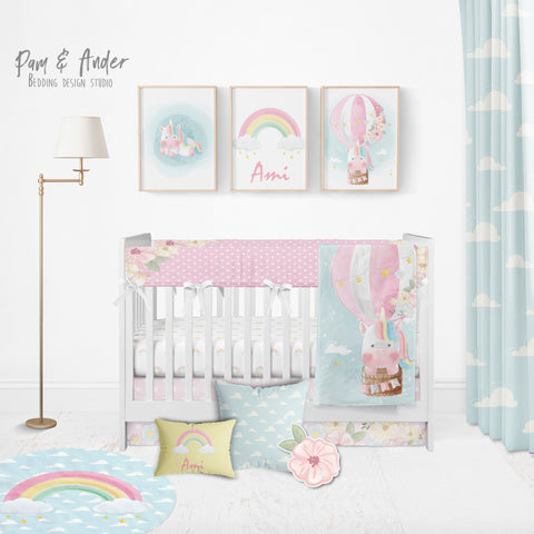 Unicorn Crib Pink Bedding Set