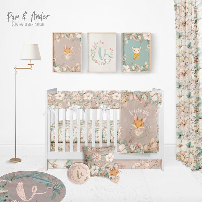 Floral Vintage Crib Bedding Set Hover Image